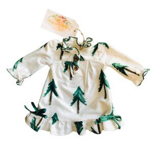 Eliza Grace 18" Doll Christmas Gown | White Pine Trees Wood Buttons